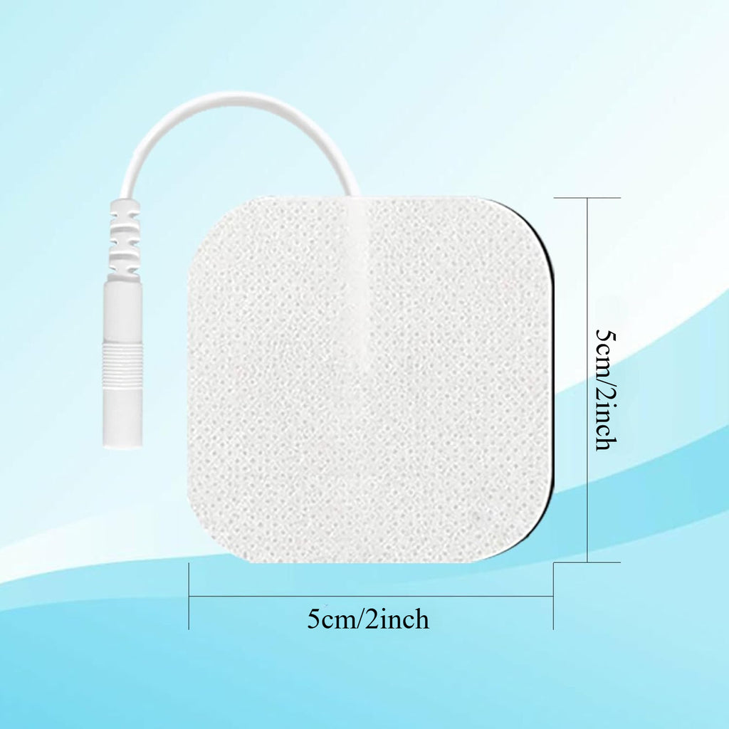 20PCS TENS Unit Replacement Pads, Self-Adhesive Electrode Pads 2"x2" 2"x4”Reusable Tens Unit Patches Compatible with TENS Machine Use 2.0mm Pin Connector Lead Wires (2”x2“)