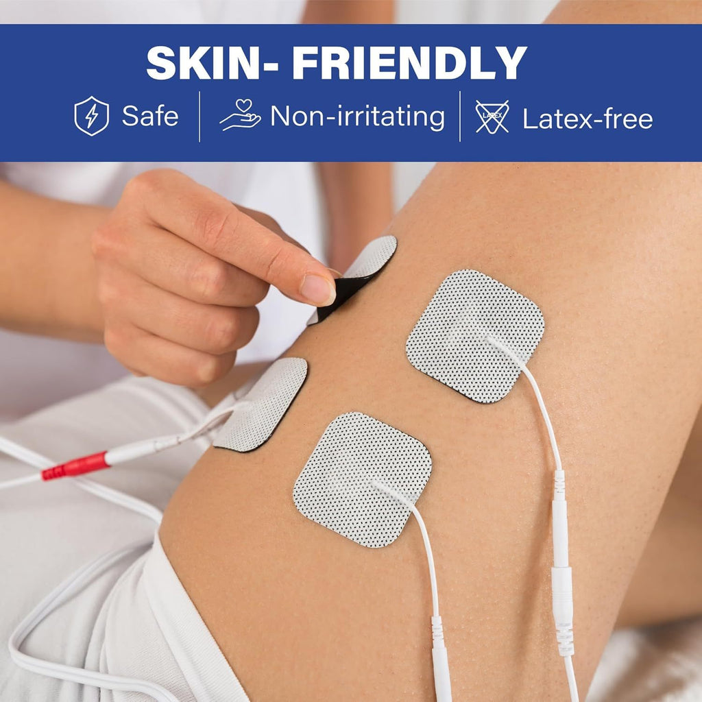 TENS Unit Electrode Pads, 40PCS 2"x2" TENS Unit Pads for EMS Muscle Stimulator Electrotherapy, Self-Adhesive TENS Pads Replacement, Reusable and Latex-Free