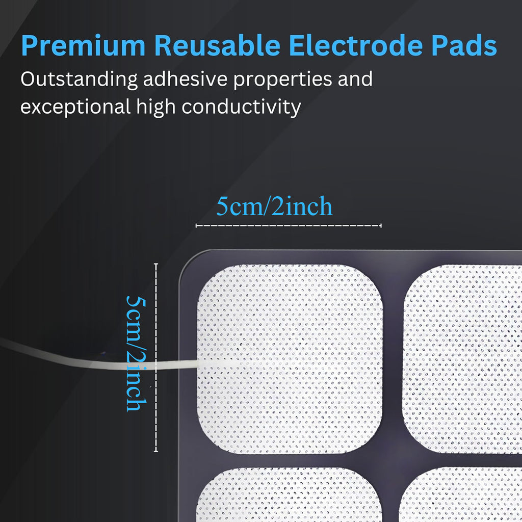 Replacement Pads for TENS Unit, 16-Pack, Stim Pads 2x2 Inch Square and Round TENS Electrode Pads, Standard 2.0mm Pin Connector for TENS Machine and Electrical Muscle Stimulation