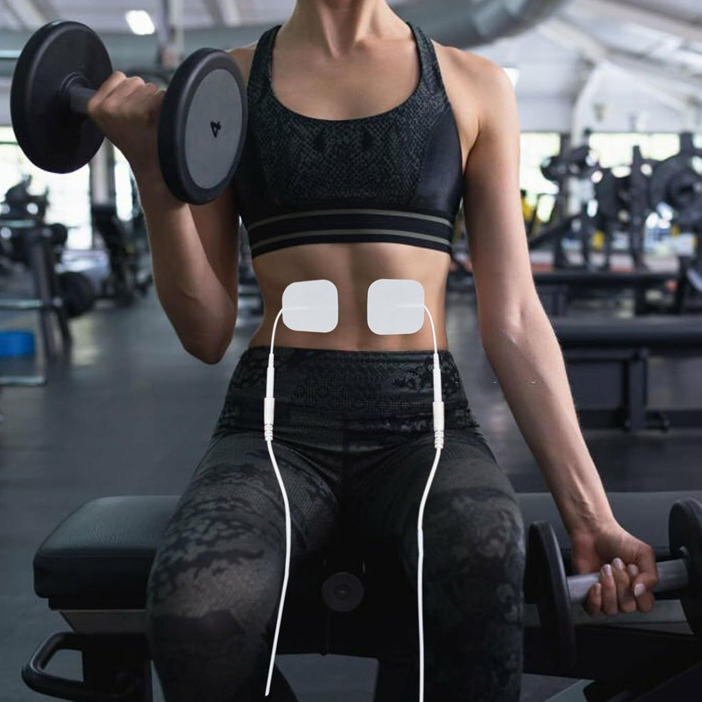 20PCS TENS Unit Replacement Pads, Self-Adhesive Electrode Pads 2"x2" 2"x4”Reusable Tens Unit Patches Compatible with TENS Machine Use 2.0mm Pin Connector Lead Wires (2”x2“)
