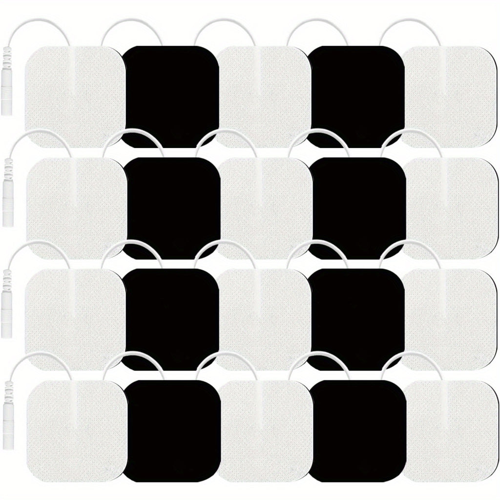20PCS TENS Unit Replacement Pads, Self-Adhesive Electrode Pads 2"x2" 2"x4”Reusable Tens Unit Patches Compatible with TENS Machine Use 2.0mm Pin Connector Lead Wires (2”x2“)