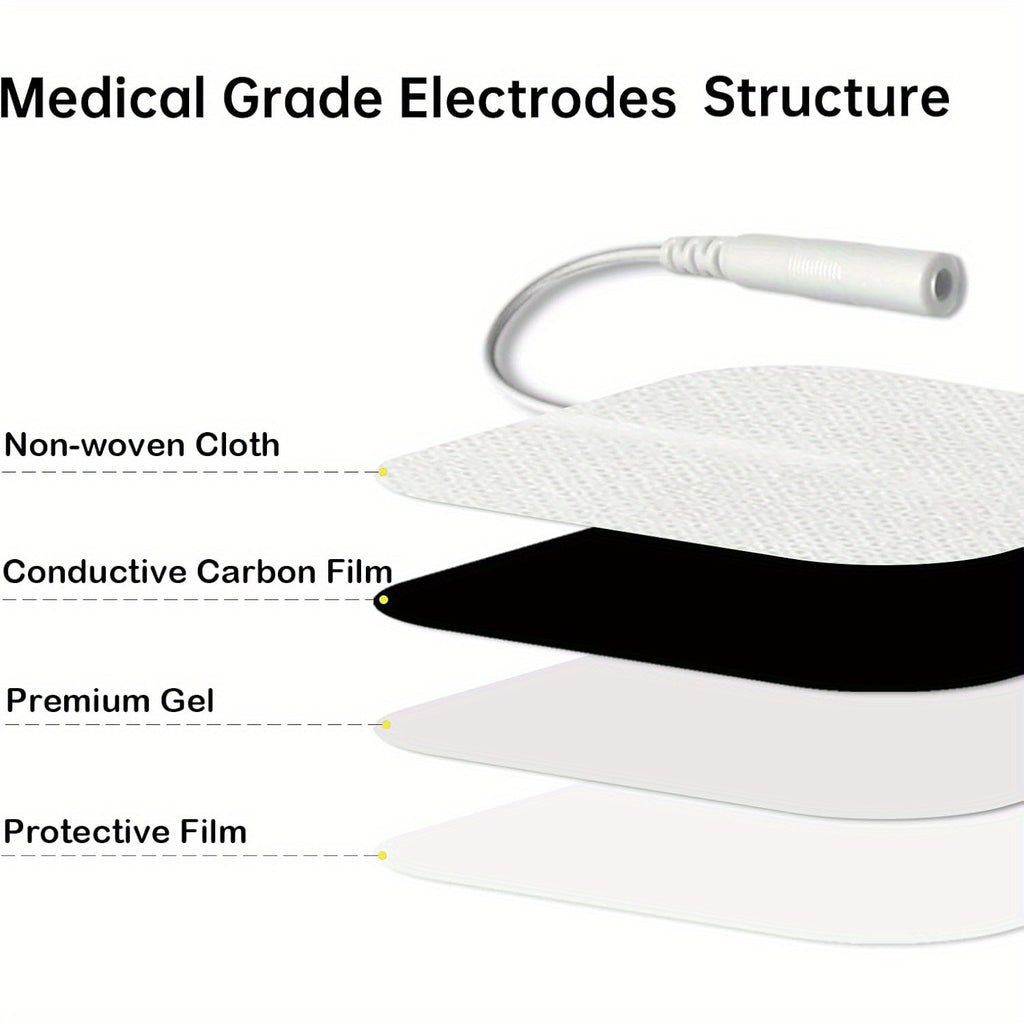 20PCS TENS Unit Replacement Pads, Self-Adhesive Electrode Pads 2"x2" 2"x4”Reusable Tens Unit Patches Compatible with TENS Machine Use 2.0mm Pin Connector Lead Wires (2”x2“)