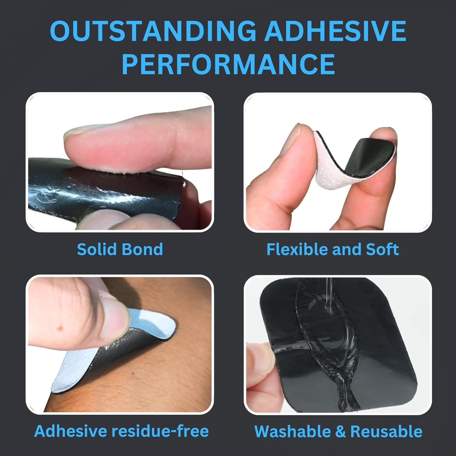 TENS Unit Replacement Pads 2x2 40 Pcs Premium Reusable Electrode Pads - Self Adhesive Electro Therapy Patches for Electrical Stimulation - Non Irritating Stim Pads Design