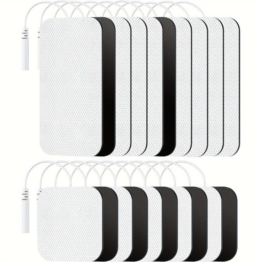 TENS Unit Replacement Pads, Reusable Self-Adhesive Electrodes Pads 20 Packs 2x2” 2x4”, Latex Free Pigtail TENS Pads, Compatible with TENS 7000, AUVON TENS, Etekcity, Nicwell Care Tens