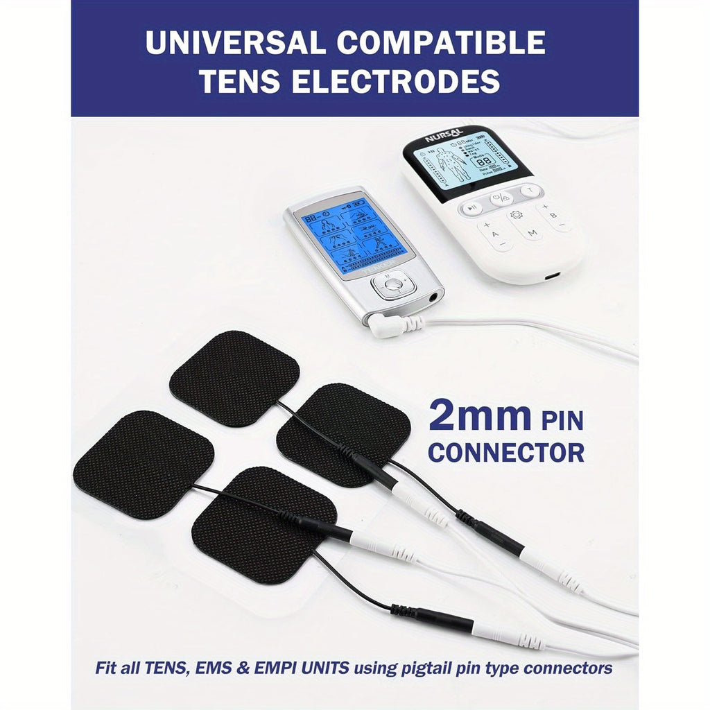 TENS Unit Replacement Pads, Reusable Self-Adhesive Electrodes Pads 20 Packs 2x2” 2x4”, Latex Free Pigtail TENS Pads, Compatible with TENS 7000, AUVON TENS, Etekcity, Nicwell Care Tens