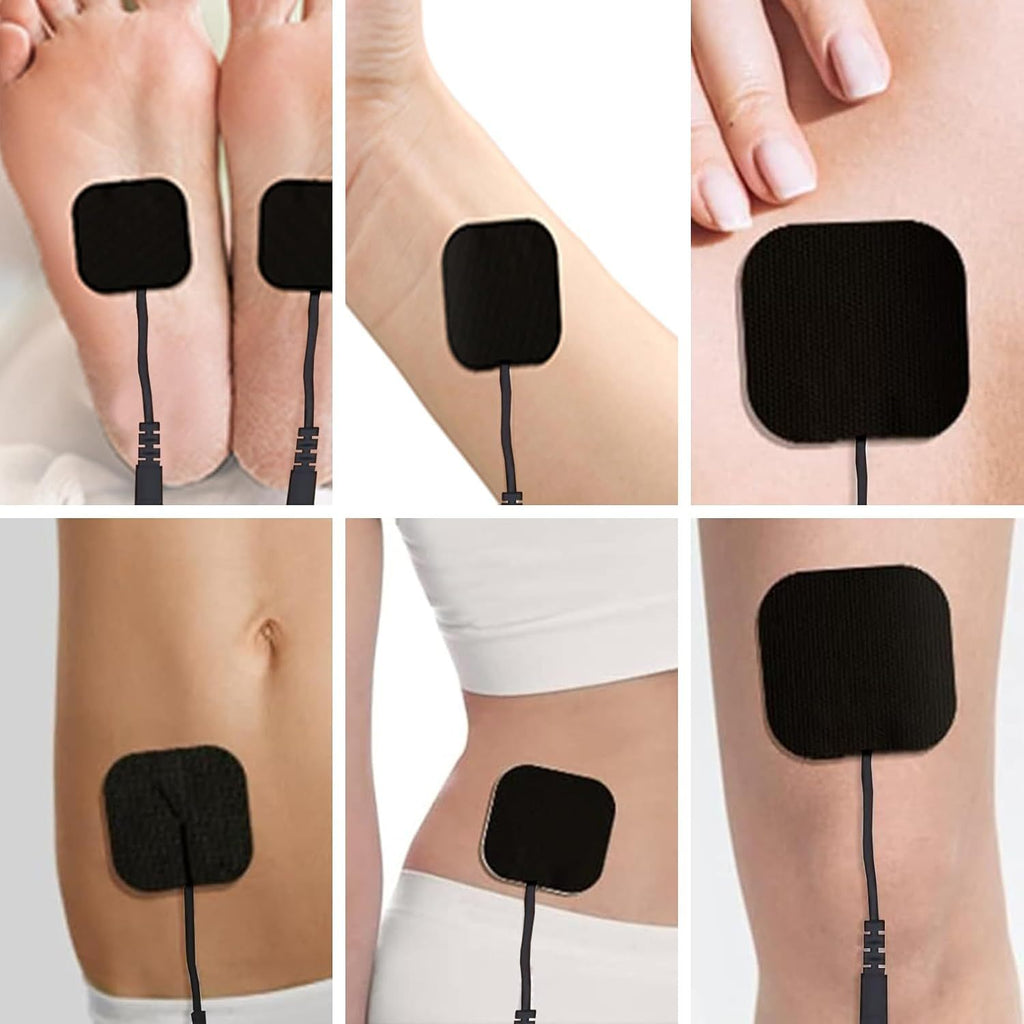 24PCS TENS Unit Replacement Pads 2X2, Latex Free Electrodes Compatible with TENS Machine Use 2mm Pin Connector Lead Wires Such as AUVON TENS, TENS 7000, Etekcity, Nicwell Care Tens