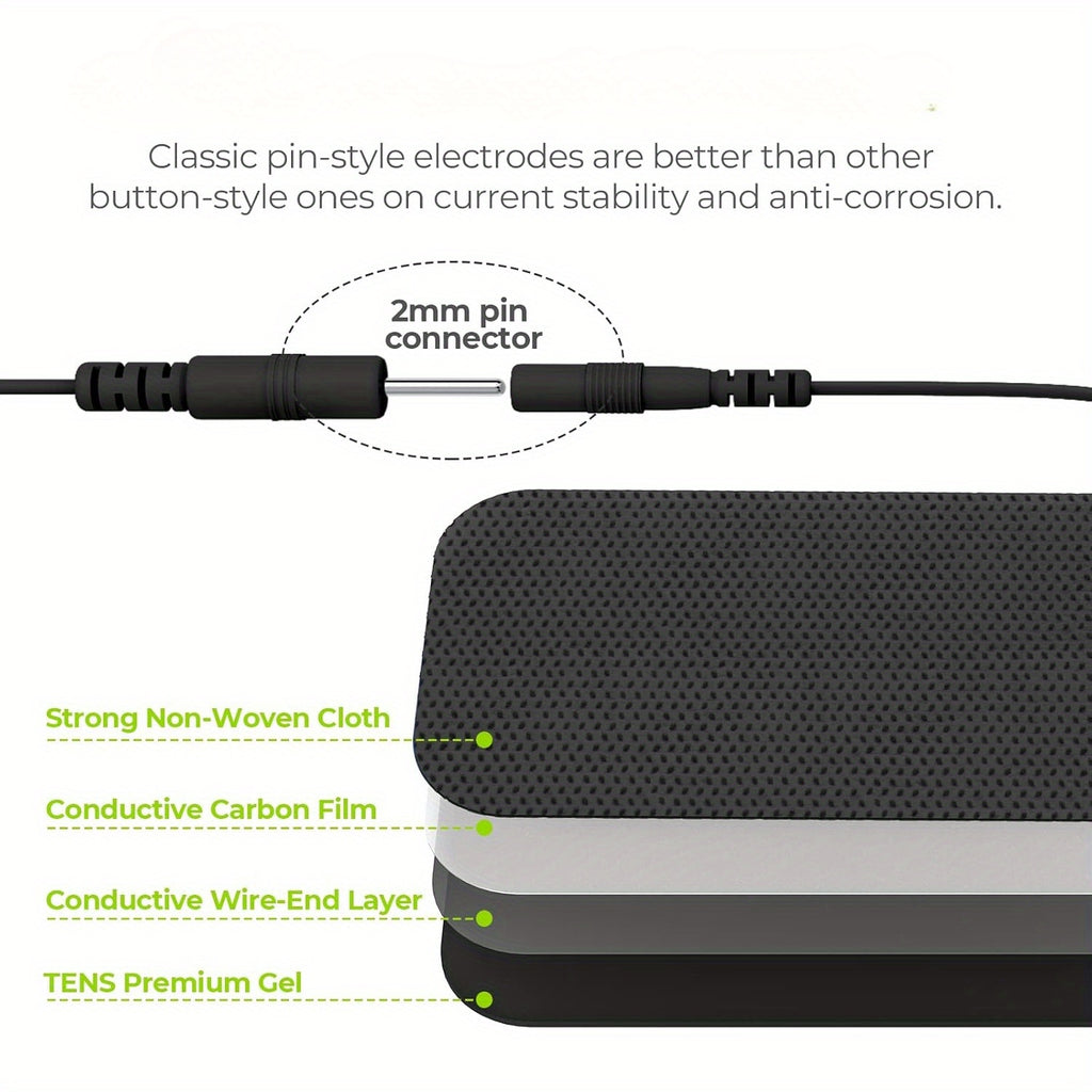 10Pack 2x4 Inch 2x2 Inch Carbon Conductive Pads - 3rd Gen Self-Adhesive Gel Pads for Muscle Relaxation | Latex-Free & Reusable