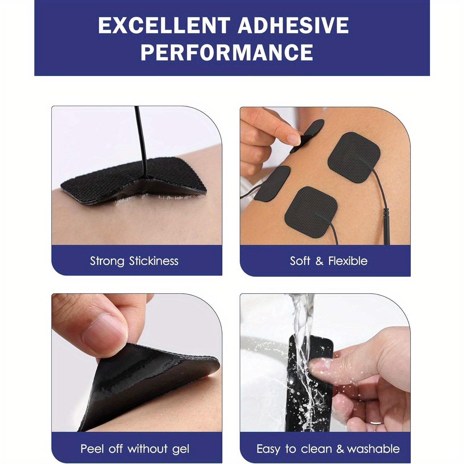 TENS Unit Replacement Pads, Reusable Self-Adhesive Electrodes Pads 20 Packs 2x2” 2x4”, Latex Free Pigtail TENS Pads, Compatible with TENS 7000, AUVON TENS, Etekcity, Nicwell Care Tens